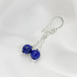 Zilveren figaro oorbellen met Lapis lazuli
