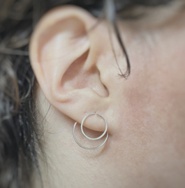 Sterling zilveren voor en achter cirkel oorbellen