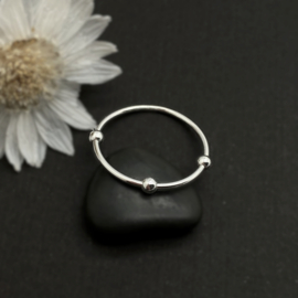 Anti stress fidget ring, Sterling zilveren ring met kraaltjes