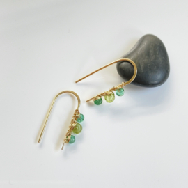 14k goldfill oorbellen met Peridoot en Smaragd