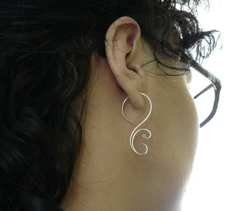 Zilveren swirl oorbellen