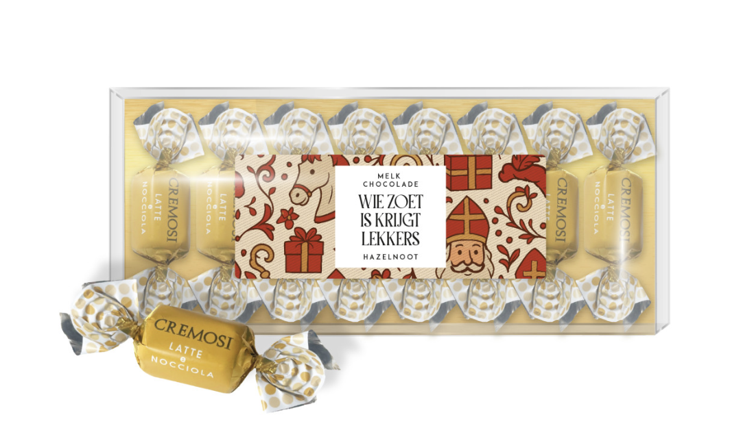 Wensbonbons SINT hazelnoot chocolade blister