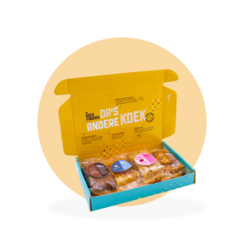 Brievenbusdoosje blondie, brownie, boterkoek en stroopwafel