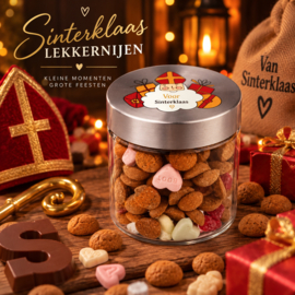 Sinterklaas glazen pot gevuld met snoep