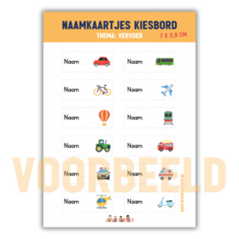 Naamkaartjes kiesbord | Canva document (printable)