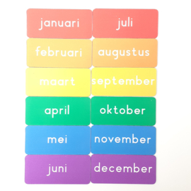 Maanden van het jaar 7x3 cm (regenboog)