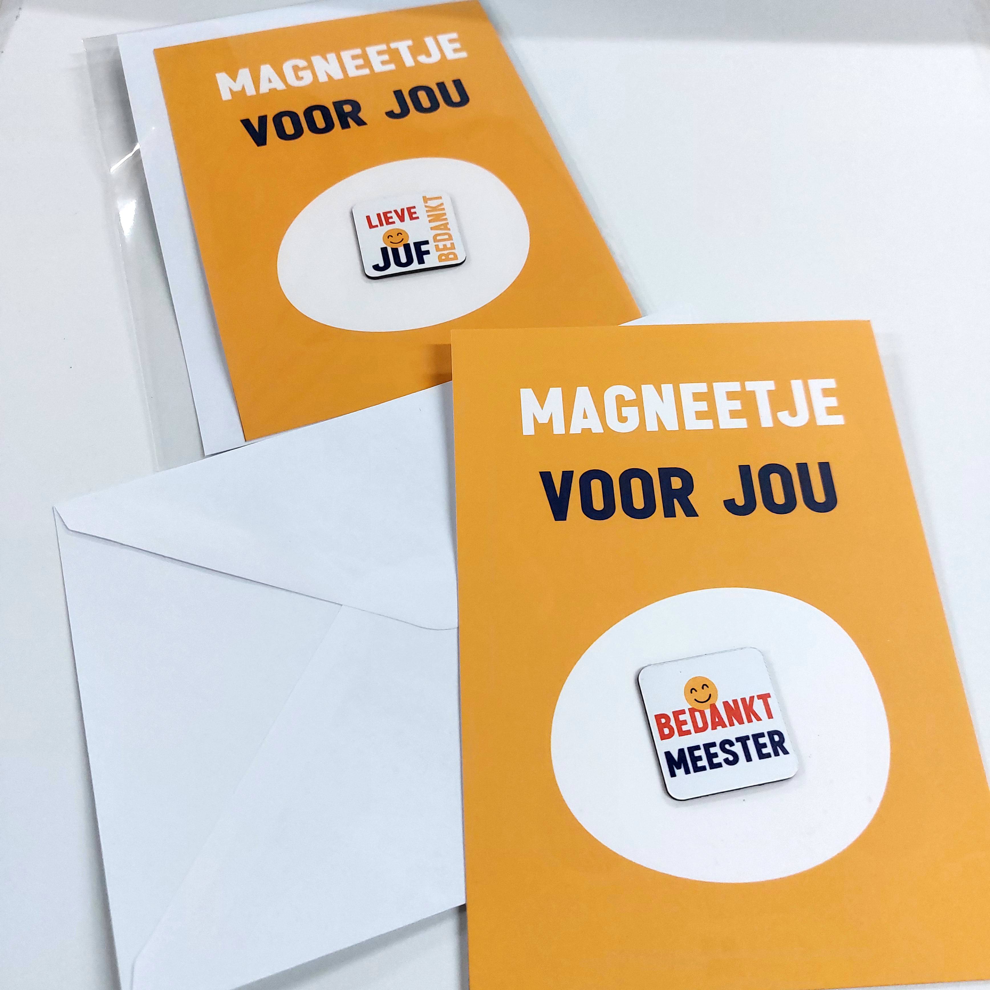 Ansichtkaart met magneetje  | Juf of meester