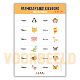 Naamkaartjes kiesbord | Canva document (printable)