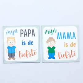 Magneet voor mama of papa (7 x7 cm)