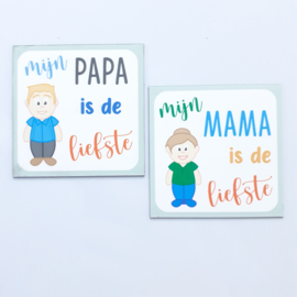 Magneet voor mama of papa (7 x7 cm)