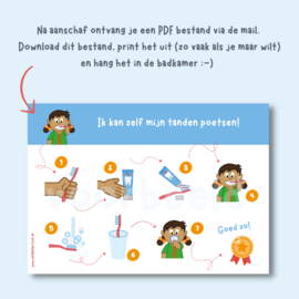 Printable | Routinekaart tandenpoetsen (m)