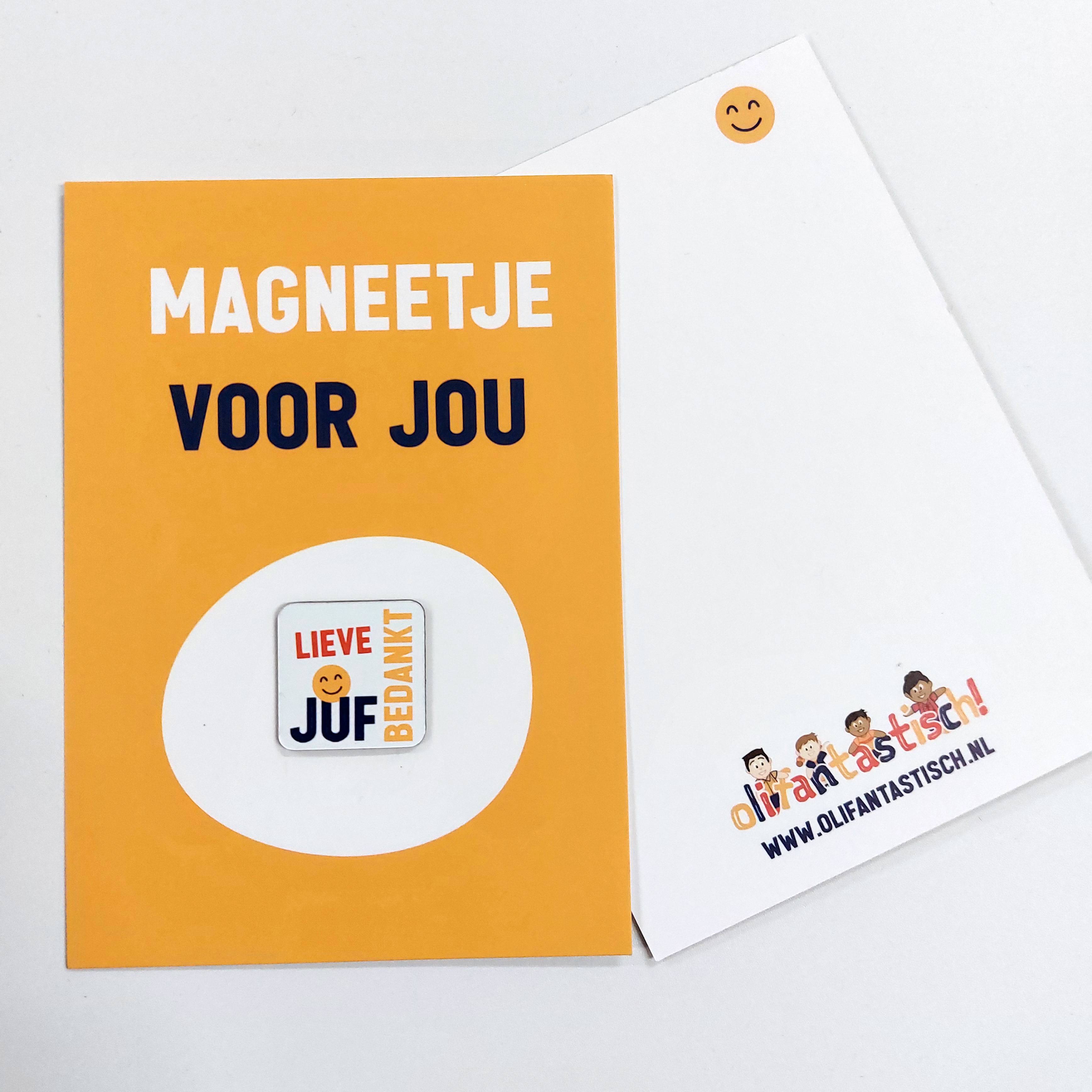 Ansichtkaart met magneetje  | Juf of meester