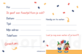 Uitnodiging Kinderfeestje (kaart A6)