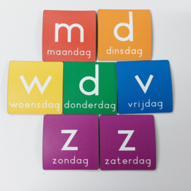 Dagen van de week (regenboog) 5x5 cm
