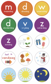 Dagritme magneetjes (rond) | Dagen, seizoenen etc