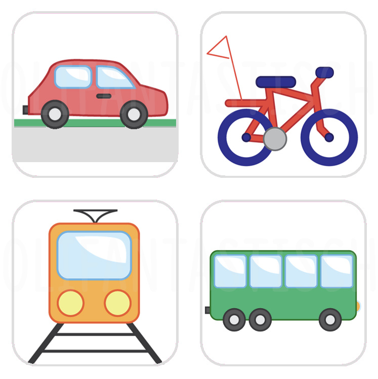 van 4 dagritme pictogrammen voor planbord: vervoer
