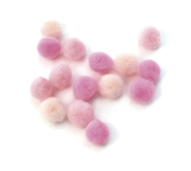 Kleine PomPoms | blauw of roze | 15 mm | 60 st