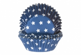 Cupcake bakvormpjes Stars blauw - 50 st