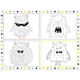 Monster Placemat om in te kleuren- 6 st - 40 x 30 cm