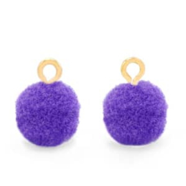 Pompom Bedeltjes met oog - 10 mm - diverse kleuren - 10 st