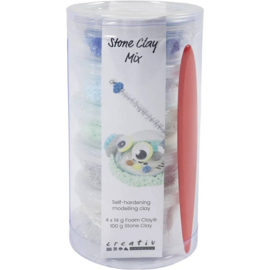 Stone Clay Mix met Glitter en Metallic Foam Clay - Blauw/Groen