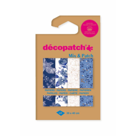 Decopatch Mix & Match Blue | 4 vellen decoupage papier van 30 x 40 cm