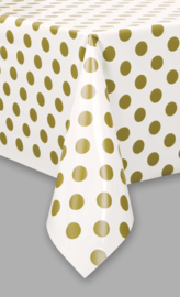 Tafelkleed Dots - Wit/Goud- 137 x 274 cm