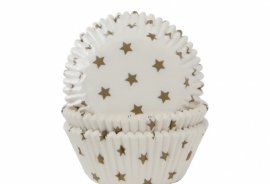 Cupcake bakvormpjes Stars goud - 50 st