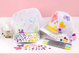 Knutselpakket Kinderfeestje - Petten versieren met Textielstiften en Decoratie
