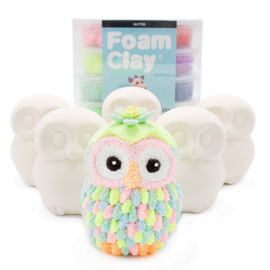 Knutselpakket Kinderfeestje - Glitter Foam Clay Spaarpot Uil