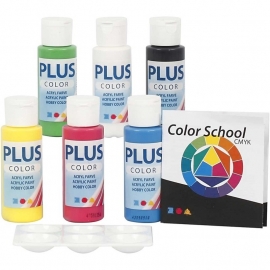 Plus Color Acrylverf School | 6 primaire kleuren | 60 of 250 ml