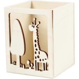 Houten Pennenbakje Giraf - 10 cm