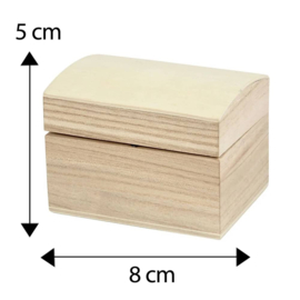Klein Schatkistje van hout met Magneetsluiting - 8 x 6 cm