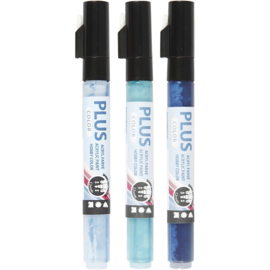 Plus Color Marker Set Blauw | 1-2 mm | 3 st | Verf op waterbasis
