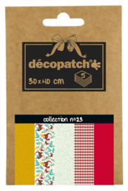 Decopatch Pocket nr 23 | 5 vellen decoupage papier van 30 x 40 cm | Thema Dino