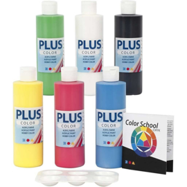 Plus Color Acrylverf School | 6 primaire kleuren | 60 of 250 ml