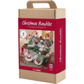 Knutselpakket Kerstballen versieren met strijkkralen en Foam Clay - 6 st