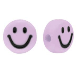 Acryl kralen Smiley - Lilac Purple - 7 mm - 20 st