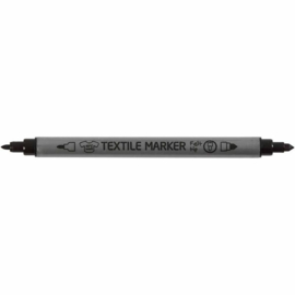 Textielstift met dubbele punt - zwart - lijndikte 2,3 en 3,6 mm