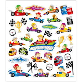 Stickers thema Racewagens - 15 x 16,5 cm