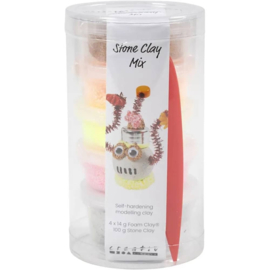 Stone Clay Mix met Glitter en Metallic Foam Clay - Oranje/Roze