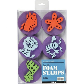 Dieren Stempels van Foam - 7,5 cm - 6 st - 12 motieven