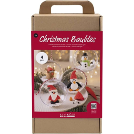 Knutselpakket Kerstballen versieren met Silk en Foam Clay - 6 st