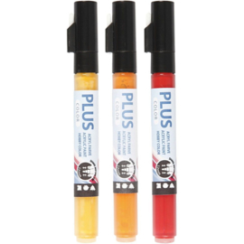 Plus Color Marker Set Rood | 1-2 mm | 3 st | Verf op waterbasis