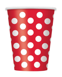 Beker Dots - Rood - 6 st