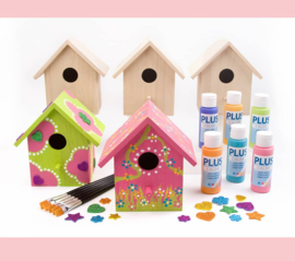 Knutselpakket Kinderfeestje - Houten Vogelhuisjes versieren