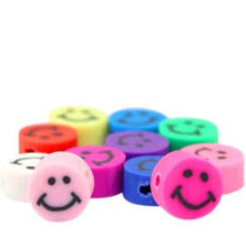 Smiley Klei Kralen | 10 mm | diverse kleuren | 40 st