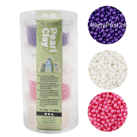 Pearl Clay - 3 x 25 gr - Paars, Wit en Roze