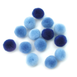 Kleine PomPoms | blauw of roze | 15 mm | 60 st