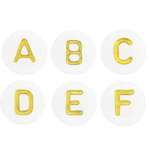 Letterkralen - wit met goud - Bestel per letter - 7 mm
